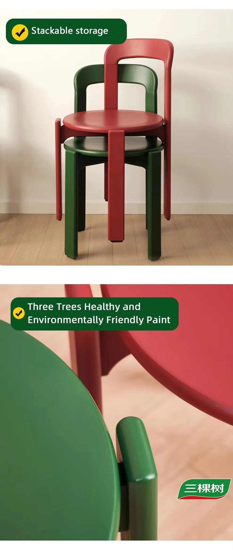 Rey-Style Beech Wood Dining Chair