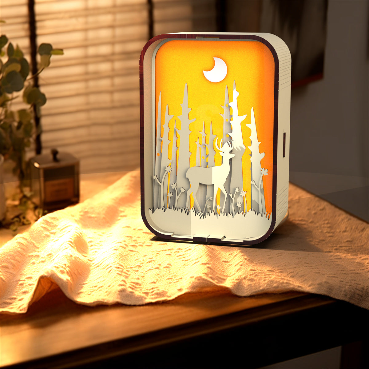 Wood-Carved Bedside Night Light