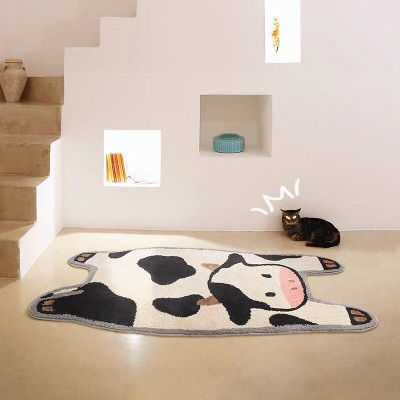 Bedroom Cute Cow Shape Plush Rug - product image 2