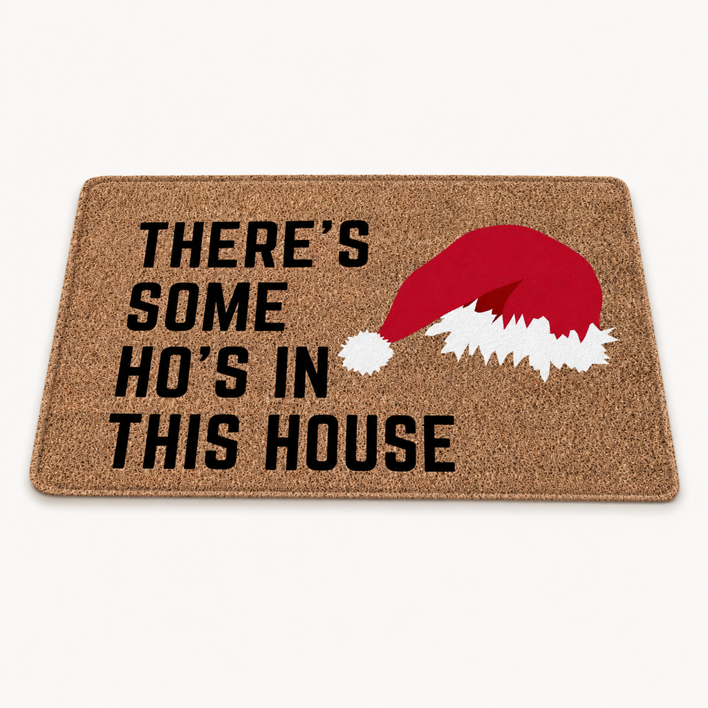 Brown Christmas bedroom rug with Santa hat design