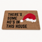 Brown Christmas bedroom rug with Santa hat design