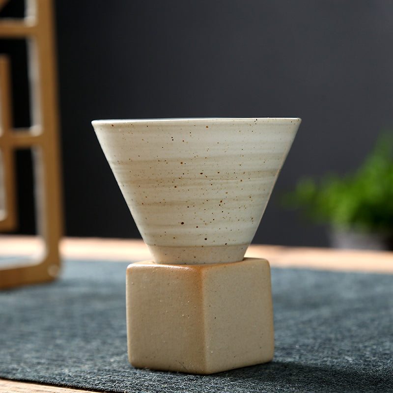 Stoneware Espresso Cup Creative With Base Vintage Ceramic