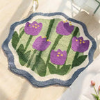 Soft Flower Round Bedside Rug Fluffy Plush Bedroom - product image 3