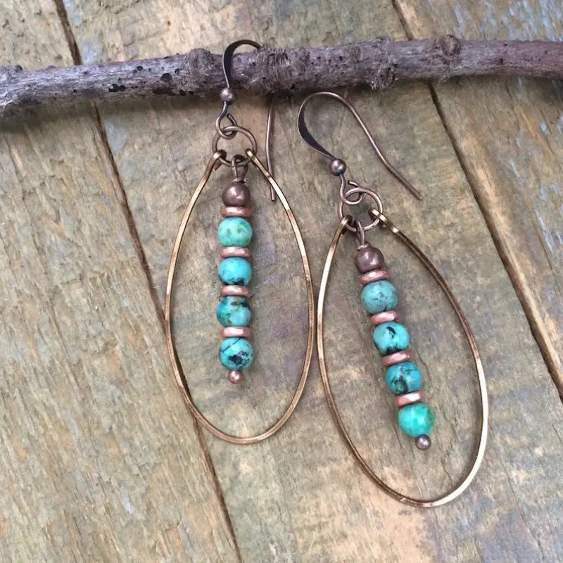 Turquoise Beaded Bohemian Vintage Earrings - product image 3
