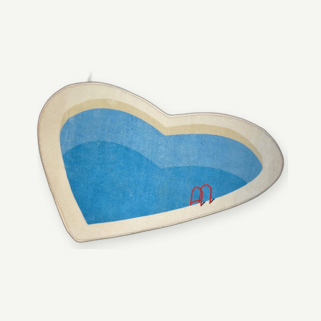 Heart-shaped pool art rug