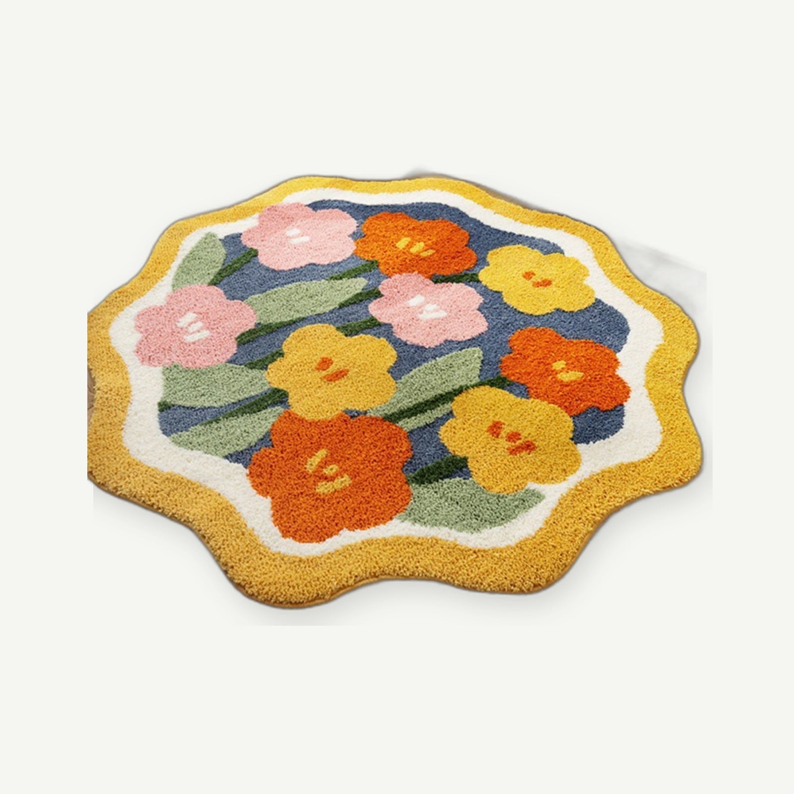 Soft flower round bedside rug